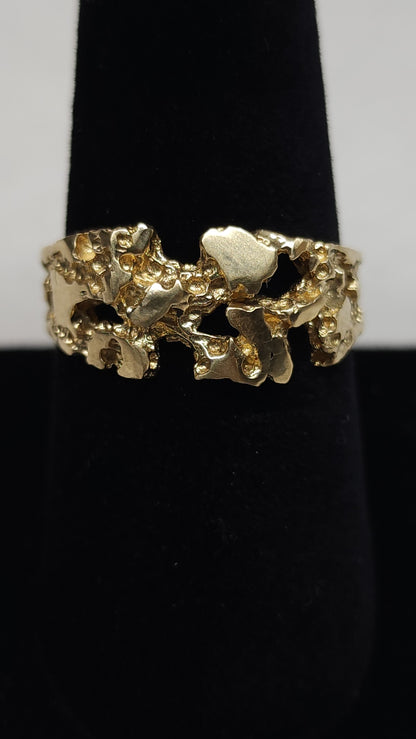 10K Yellow Gold Molten Gold Nugget Ring